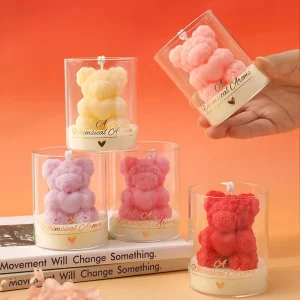Bear-Shaped Soy Wax Scented Candle in Glass Jar with Custom Size and Logo