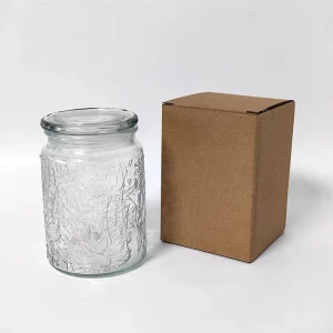 Begonia Pattern Carved Glass Tea Canister with Airtight Glass Lid for Tea, Spice, Cereal, Egg