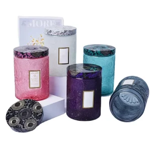 Best Quality Popular Empty Embossed Crystal Glass Candle Jars for Scented Candle Making