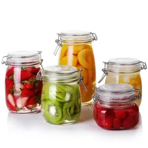Best Selling Eco friendly Recyclable Empty Food Grade Glass Containers Set for Candy and Sugar Storage with Lids