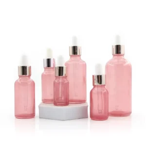 Best Selling pink Round Shoulder Serum Bottle Custom Painting Glass Essential Oil Dropper Bottle