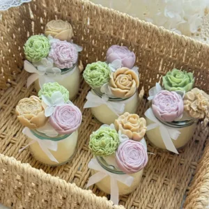 Bestselling Handmade 3D Peony Rose Scented Soy Wax Candles in Glass Jars Aromatherapy Home Decor Gift for Wedding Bridal Shower