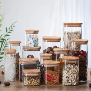 Bestselling High Quality Heat resistant Borosilicate Glass Square Modern Kitchen Pantry Transparent Food Storage Containers