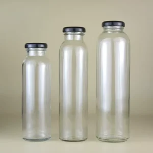 Beverage Drinking Glass Bottles Glass Juice Bottle With Metal Lid