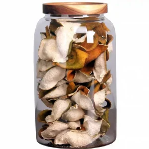 Big Capacity Glass Container for Food High Borosilicate Glass Airtight Jar with Wooden Lid