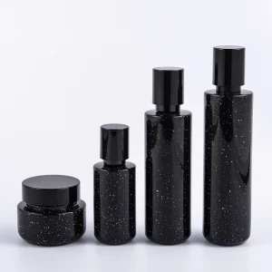 Black Flint Glass Cylindrical Cosmetic Bottle, 120ml, with Screw Cap, Pump, or Sprayer
