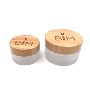 Black Frosted Glass Cosmetic Jar 30ml 50ml 100ml with Bamboo Lid