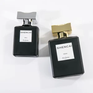 Black Reusable Square Glass Perfume Bottle 30ml 50ml 100ml Fragrance Spray with Pump Sprayer
