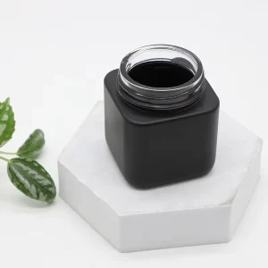 Black Square Food-Safe Glass Concentrate Jar with Child-Resistant, Recyclable, Smell-Proof Container