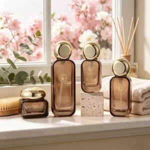 Black Square Glass Cosmetic Jars 30ml 50ml 100ml 120ml with Gold Cover