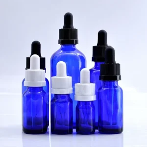 Blue Glass Oil and Serum Dropper Bottles 5ml 10ml 15ml 20ml 30ml 50ml