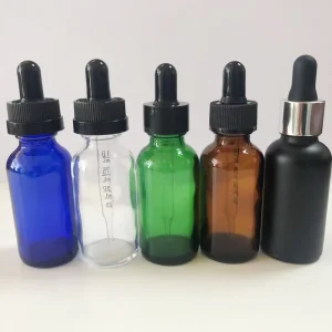 Blue Green Amber clear boston Glass Dropper Bottle 30ml 60ml 120ml for Cosmetic Essential Oil Packaging