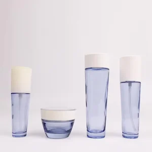 Blue Transparent 30ml 60ml 100ml Glass Cosmetic Bottles and 30g Jar Set for Essence Lotion Face Cream Packaging