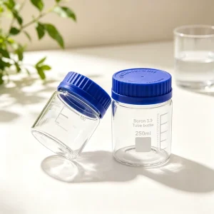 Borosilicate 3.3 Graduated Lab Glass Bottles Wide Mouth Blue Screw Cap Large Capacity Reagent Culture Medium