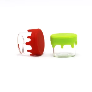 Borosilicate 5ML Portable Storage Jar Silicone Cream Bottle with Screw Cap and Silicone Lid Glass Case