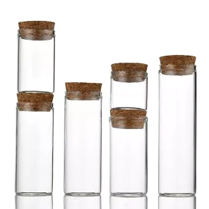 Borosilicate Glass Bottles, Vials, and Tubes with Cork Caps for Dried Flower Crafts, Decorations, and Wedding Favors