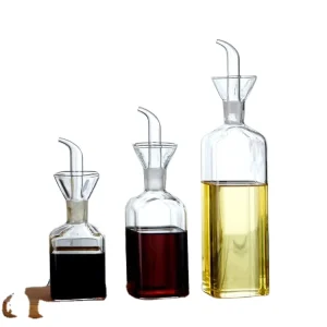 Borosilicate Glass Cooking Oil and Vinegar Dispenser Bottles Square Glass Oil Bottles