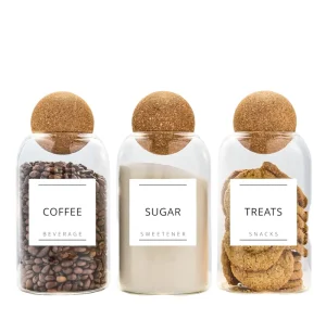 Borosilicate Glass Cylinder Jars with Cork Lid, Airtight, 0.5-1L Capacity