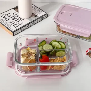Borosilicate Glass Food Container with Divider Microwave Safe Meal Prep Container