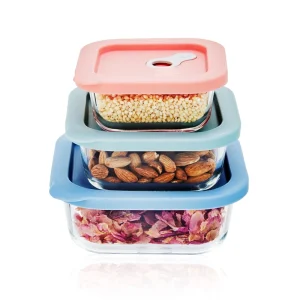 Borosilicate Glass Food Container with Silicone Lid