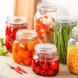 Borosilicate Glass Food Storage Jars with Aluminum Clip Tops, 500 ml, 750 ml, 1000 ml, 1500 ml
