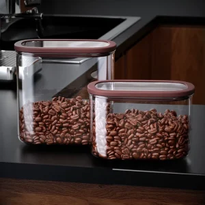 Borosilicate Glass Jars Food Storage Jars for Coffee Beans Tea Leaves and Flour Moisture-Proof Jars With Stackable Design