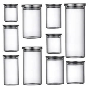 Borosilicate Glass Jars and Containers with Stainless Steel Lids