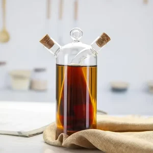 Borosilicate Glass Oil and Vinegar Dispenser Bottle 2-in-1