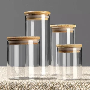 Borosilicate Glass Storage Jar for Tea Coffee Beans and Food with Sealed Lid