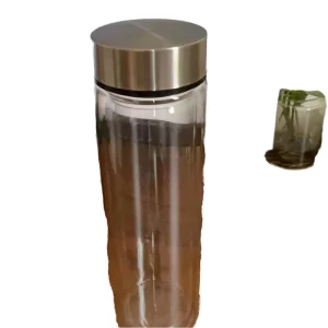 Borosilicate Glass Wide-Mouth Water Bottle with Rose Gold Lid 401-500ml Dishwasher-Safe BPA-Free Reusable