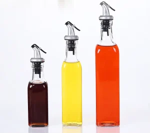 Borosilicate Square Glass Oil Bottle for Kitchen Cooking Oil