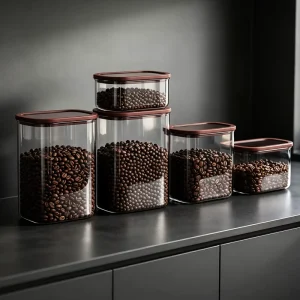Borosilicate Square Stackable Glass Storage Jars for Grains and Legumes