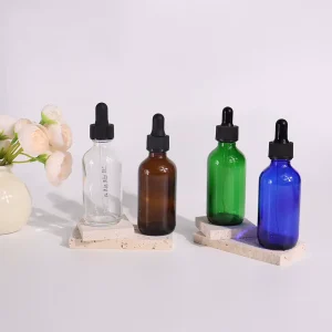 Boston Dropper Bottles 15ml 1oz 2oz 4oz 8oz Clear Amber Green Cobalt Blue Glass Essential Oil Serum Bottles