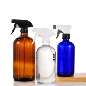 Boston Glass Spray Bottle 500ml, Amber or Clear, for Room Fragrance with Fine Mist Sprayer