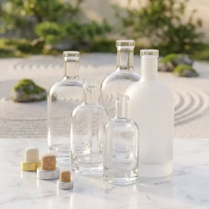 Boston Glass Wine Bottles 250ml 500ml for Vodka Whisky and Rum with Cork Lid
