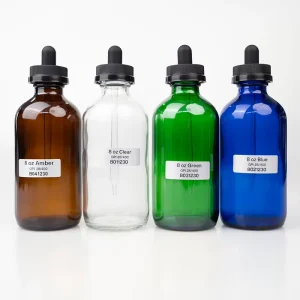 Boston Round Glass Dropper Bottle 8oz Grey Clear for Essential Oils and Cosmetics