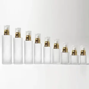 Box Cosmetic Packaging Frosted Glass Bottle with Pump 200ml Cosmetic Container High Quality