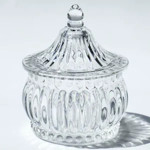 Box Packaging Home Restaurant Food Dish Glass Storage Container Jar Crystal Small Glass Candy Jar With Lid