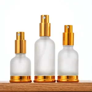 Bronze Gold Cap Bottom Bracket 20ml 50ml Frosted Glass Spray Bottle With Pump Sprayer For Essential Oil Perfume Skin Care Serum