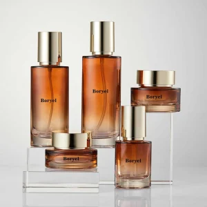 Brown Glass Cosmetic Bottles and Cream Jars, 30ml-120ml, with Spray Pump or Lotion Pump