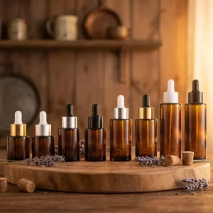 Brown Glass Matte Flat Shoulder Essential Oil Bottle Serum Original Liquid Dropper Cosmetic Subpackaging Bottle Light Blocking