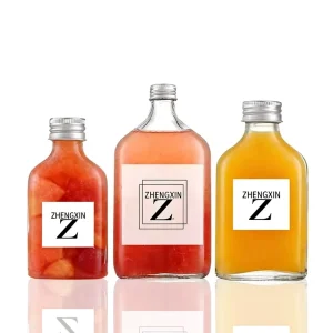 Bulk Clear Flat Glass Bottles 50ml 100ml 200ml 250ml 350ml 500ml with Screw Caps Food Grade Glass Containers for Beverage