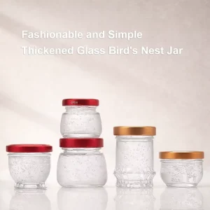 Bulk Multi Size Clear Glass Jars with Red Golden Airtight Lids Factory Custom Food Storage Jars for Bird’s Nest OEM ODM Accepted