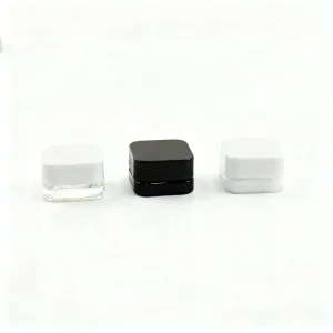 CR Glass Wax Concentrate Jar, 5ml 7ml 9ml, with Non-Stick Glass and Plastic Square Cap