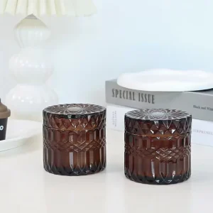 Candle Jar Luxury Crystal Glass Modern With Glass Lid