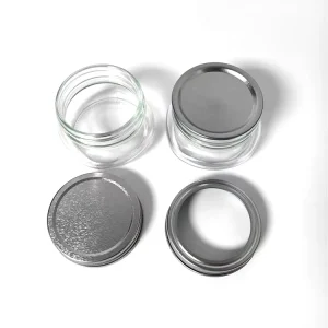 Caviar Jam Jar Cake Yogurt Glass Bottle Dishwasher Safe Glass Round Canning Jars with Aluminum Lids for Honey Beans Spices