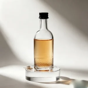 Certified for EU High Grade Short Round Clear Glass Bottle for Whisky Vodka Liquor Spirits Tequila Brandy Mini Empty Glassware