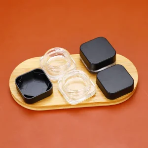 Child Resistant 5ml 7ml 9ml Black Round Glass Jar with Screw Cap Frost Screen Printing Child Proof Cosmetic Eye Cream Container