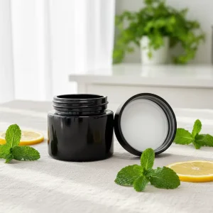 Child Resistant Black Glass Jar 7g 4oz 120ml with Press and Turn Cap for Flowers