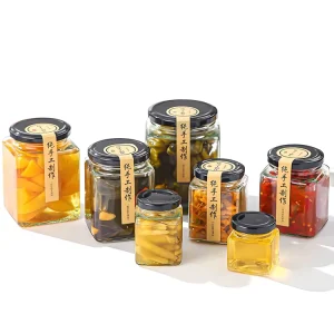 Chili Hot Sauce Sealing Bottle Honey Pot Baby Food Jam Spice Pickle Square Glass Kitchen Jar Storage Set